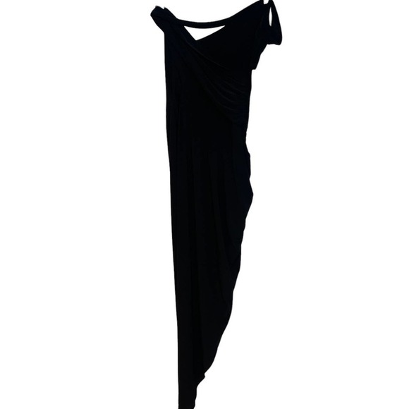 Norma Kamali Open Slit Cayla Side Drape Gown Black Size XL NWT - Picture 7 of 14